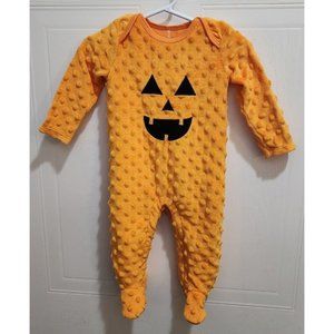 Chick Pea Baby Halloween Pumpkin Minky Footed Bodysuit Jack-o-Lantern Sz 3-6 Mos